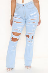 Reminding Me High Rise Straight Leg Jeans - Light Blue Wash Ins Street
